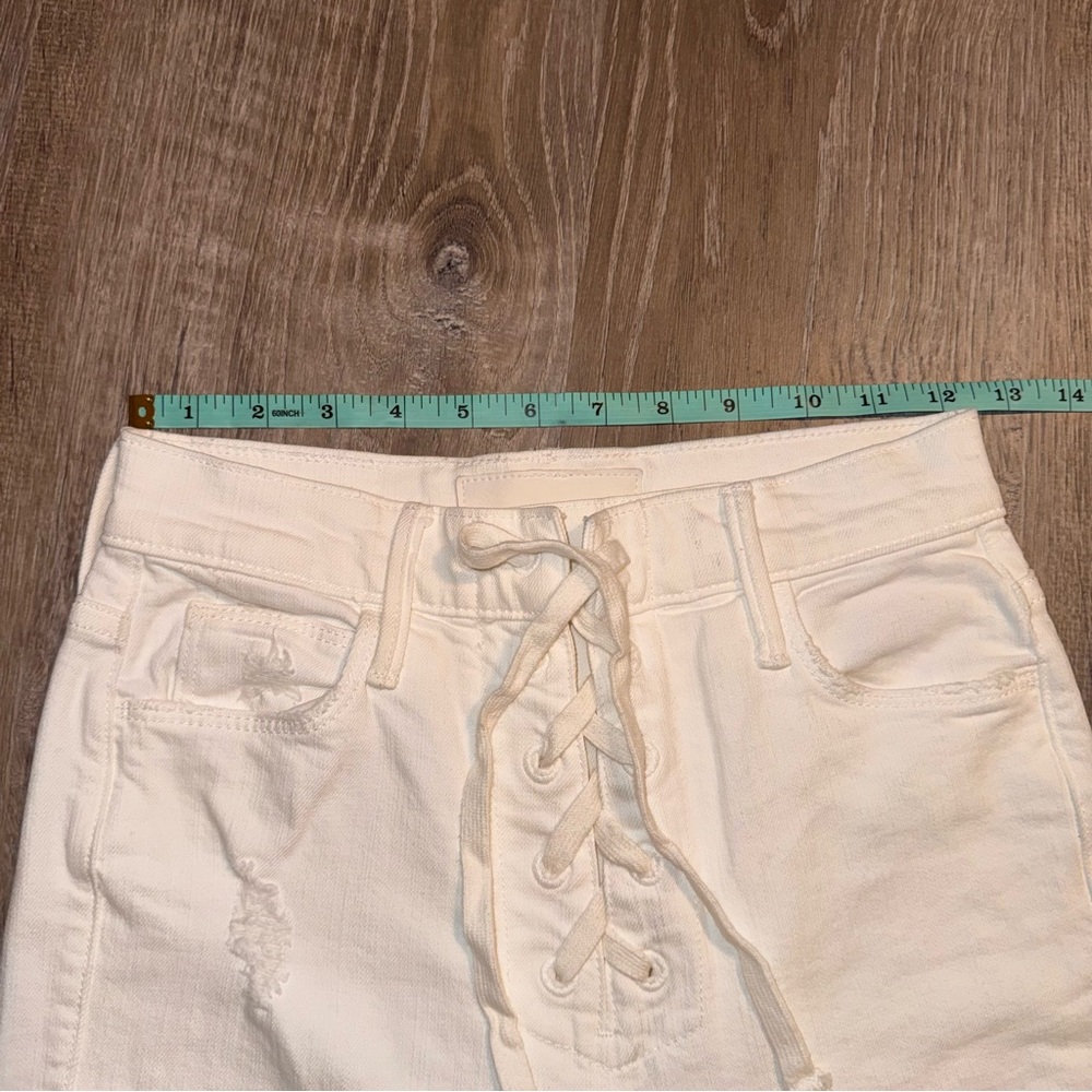 Mother Superior white lace up fly dazzler ankle chew high rise skinny jeans 25 - Picture 13 of 16